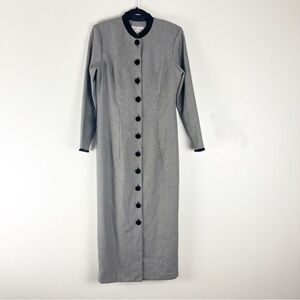 MISTY LANE Vintage Black White Full Button Long Lined Blazer Dress 10 Old Money